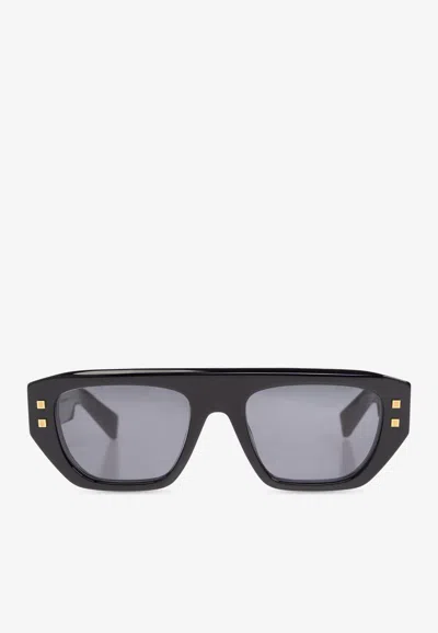 Balmain B-army Ii Rectangular Sunglasses In Blue