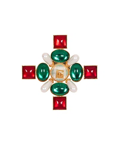 Balmain Baroque Bead And Crystal Brooch In Multi