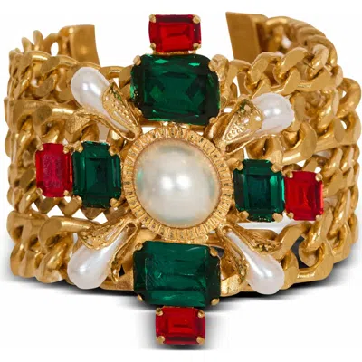 Balmain Baroque Bracelet With Chains And Beads In Gray