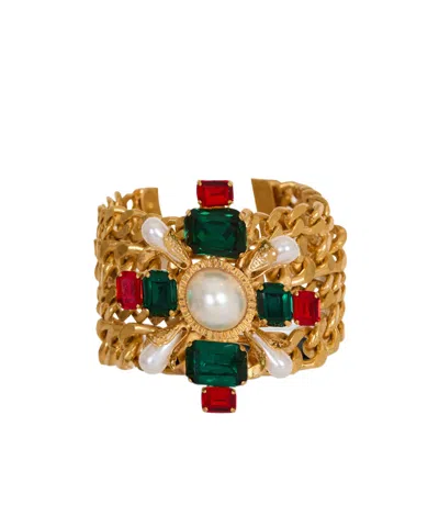 Balmain Baroque Bracelet With Chains And Beads In Gray