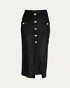 Balmain Baroque Buttoned Pencil Skirt In Black