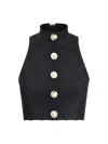 Balmain Women Baroque Crop Top In Black