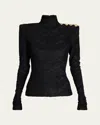 Balmain Baroque Pattern Long-sleeved Top In Black
