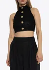 Balmain Baroque-pattern Buttoned Top In Black