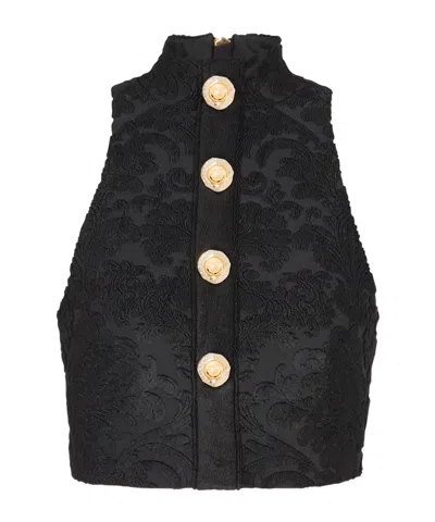 BALMAIN BALMAIN BAROQUE PATTERNED SLEEVELESS TOP