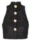 Balmain Baroque-pattern Buttoned Top In Black