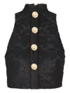 Balmain Baroque-pattern Buttoned Top In Black