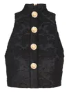 Balmain Baroque-pattern Buttoned Top In Black
