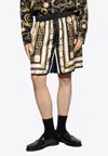 Balmain Baroque Print Silk Bermuda Shorts In Multi