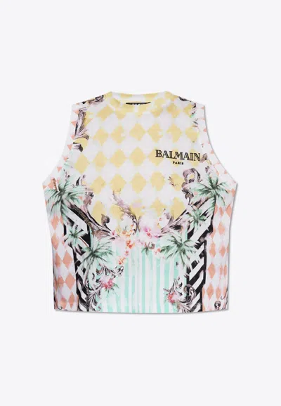 Balmain Baroque-print Tank Top In Multicolor