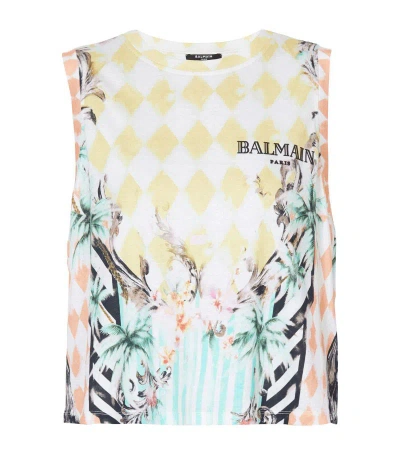 Balmain Baroque-print Tank Top In Multicolor