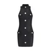 Balmain Black Dress With Pointed Collar And Logo Buttons On The Front In Black