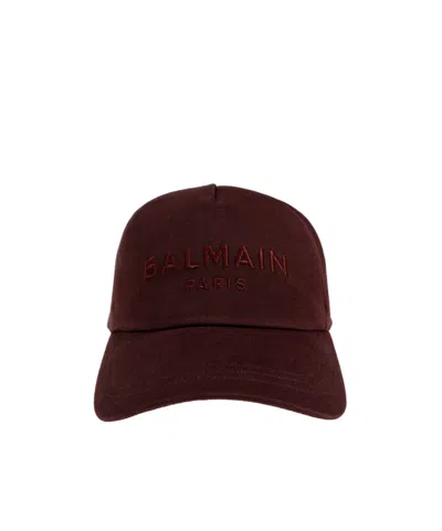 Balmain Logo-embroidered Baseball Cap In Red