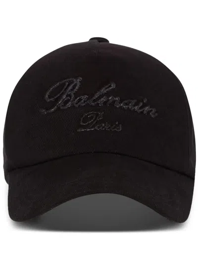 Balmain Baseball Cap With Logo Embroidery In Black