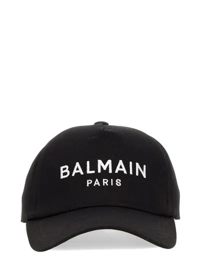 Balmain Baseball Hat With Logo In Black