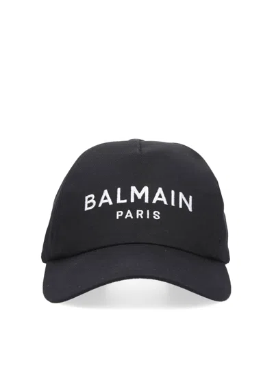 Balmain Baseball Hat With Logo In Black