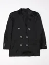 Balmain Basic Double-breasted Coat In Black
