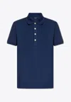 Balmain Monogram-jacquard Cotton Polo Shirt In Blue