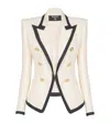 Balmain Basket Weave Bordered Blazer In White