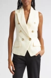 Balmain Jacquard Vest With Flap Pockets And Gold-tone Buttons In Neutral