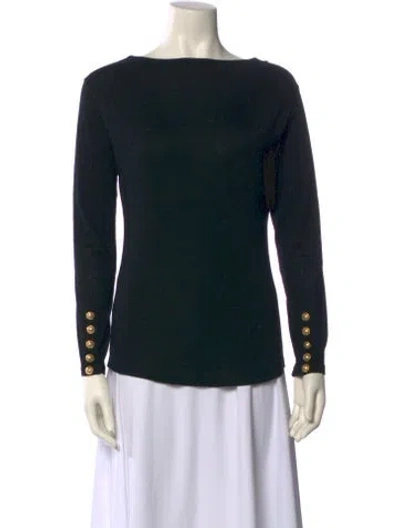 Pre-owned Balmain Bateau Neckline Long Sleeve Top In Black