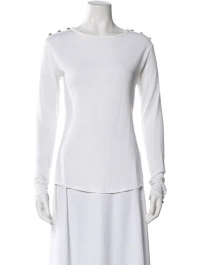 Pre-owned Balmain Bateau Neckline Long Sleeve T-shirt In White