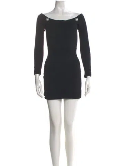 Pre-owned Balmain Bateau Neckline Mini Dress In Black