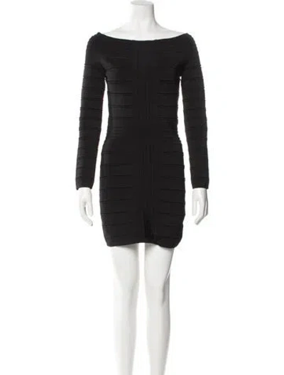 Pre-owned Balmain Bateau Neckline Mini Dress In Black