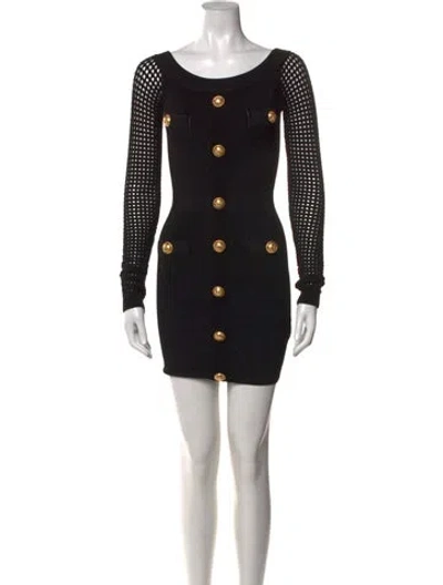 Pre-owned Balmain Bateau Neckline Mini Dress In Black