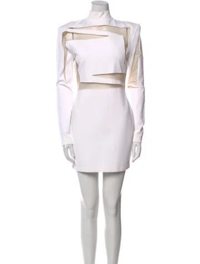 Pre-owned Balmain Bateau Neckline Mini Dress In White