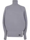 Balmain Batwing Ribbed Knit Pull In Blue