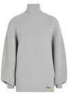 Balmain Batwing Ribbed Wool Jumper In Gray