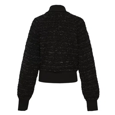 Balmain Batwing Zipped Knit Blouson In Black