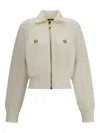 Balmain Batwing Zipped Tweed Bomber Jacket In Neutral