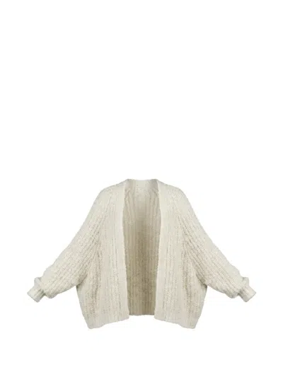 Balmain Batwing-sleeve Chunky-knit Cardigan In Neutral