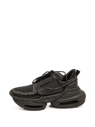 Pre-owned Balmain B-bold Lace-up Sneakers In Black
