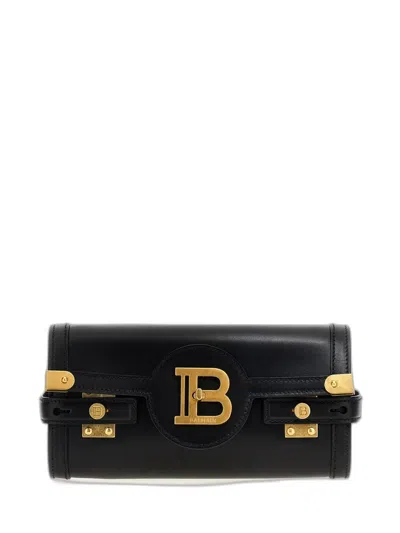 Balmain B-buzz 23 Leather Crossbody Bag In Black