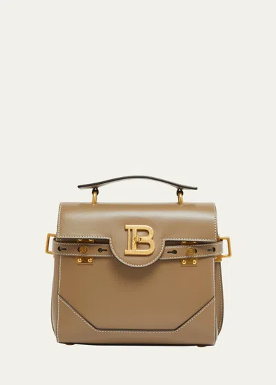 Balmain Bbuzz 23 Top-handle Bag In Smooth Leather In Brown