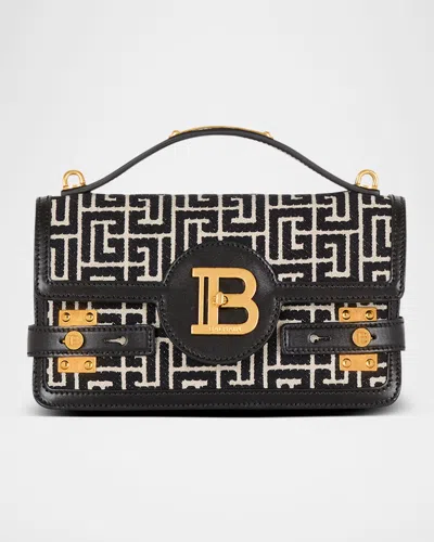 BALMAIN BBUZZ 24 SHOULDER BAG IN MONOGRAM JACQUARD CANVAS