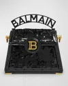 Balmain B-buzz Dynasty Small Sequin-embellished Patent-leather Tote In Noir