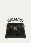 BALMAIN BBUZZ DYNASTY SMALL TOP-HANDLE BAG IN SEQUIN LEATHER