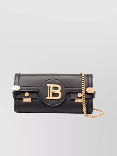 Balmain B-buzz Leather Clutch Bag In Black