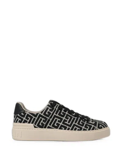 Balmain B-court Jacquard Sneakers In Black