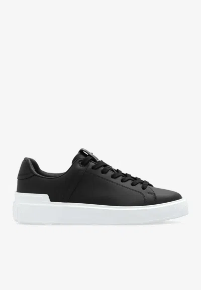 Balmain B-court Leather Sneakers In Black