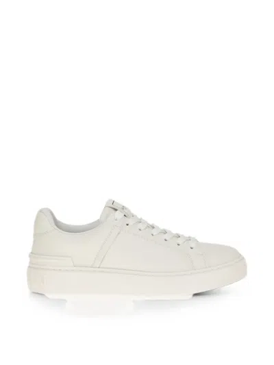 Balmain B-court Leather Sneakers In White