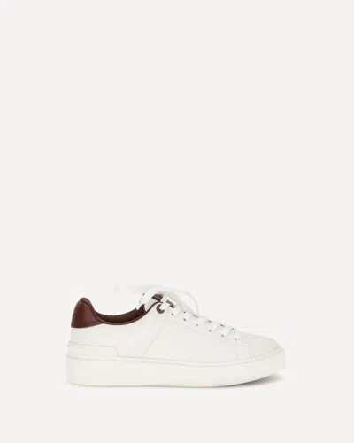 Balmain White Calf Leather Bos Taurus Athletic Sneakers In Multi