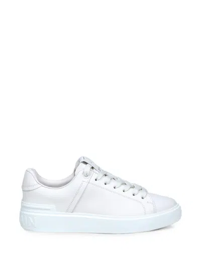 Balmain B-court Leather Sneakers In White