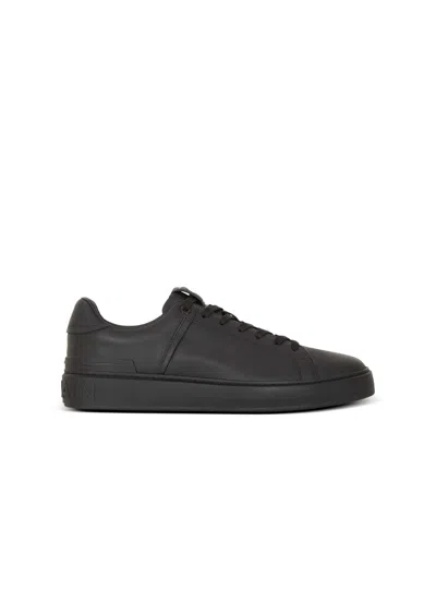 Balmain B-court Smooth Leather Sneakers In Black