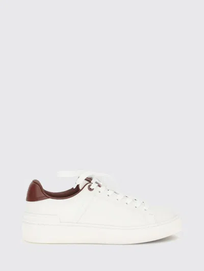 Balmain B-court プリントロゴ スムースレザー スニーカー In White