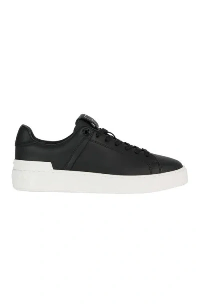 Balmain B-court Smooth Leather Trainers In Black